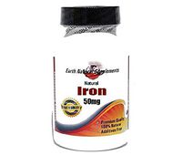Natural Iron 50mg * 200 Capsules 100% Natural - by EarhNaturalSupplements
