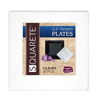 Squarete 6.5'' inch Clear Dessert Party Plates Hard Plastic Elegant Disposable 10 Dessert Plates Per Package Pack of 4