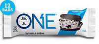 ONE Protein Bars, Cookies & Crème, Gluten Free Protein Bars with 20g Protein and only 1g Sugar, Guilt-Free Snacking for High Protein Diets, 2.12 oz (12 Pack)