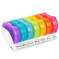 HODORPOWER Weekly AM/PM Pill Box Little,Daily Pill Organizer Case (Twice-a-Day),Small Pocket Purse Pills Holder - Rainbow Colors