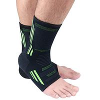 Ankle Compression Sleeves（1 Pair) Plantar Fasciitis Sock for Men & Women Ankle Brace Compression Support Sleeve Prevent Ankle Injuries in Sport, Swelling Relief, Injury Recovery（Black & Green, L)