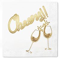 Cheers Celebration Pack 100 Napkins Gold Foil Cocktail