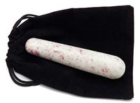 Fundamental Rockhound Products: Rare Cinnabite Cinnabar Massage Wand Natural Gemstone Crystal, grounding Stone with Carrying Pouch