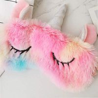 Anddyam Unicorn Sleeping Mask Cute Unicorn Horn Soft Plush Blindfold Eye Cover for Girls (Pink, s)