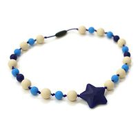 Star Silicone Oral Sensory Autism Chewable Chew Necklace 20'' - Bitey Beads (Blue Star)