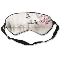 100% Silk Sleep Mask Eye Mask Cherry Blossom Birds Soft Eyeshade Blindfold With Adjustable Strap For Men Women And Kids For Sleeping Travel Work Naps Blocks Light