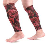 DERLONKAJE Rose Pattern Print Calf Compression Sleeves 1 Pair, Leg Performance Support for Shin Splint Calf Pain Relief Men & Women Guards Sleeves for Running Cycling