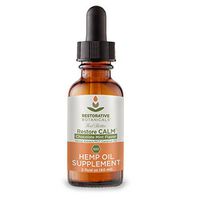 Restore CALM Hemp Oil Extract 600 mg Chocolate Mint Flavor - 2 ounce (60ml) supports functional calming for stress relief, relaxation, healthy sleep patterns, and achy muscles