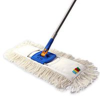 YCUTE Commercial Heavy Duty Dust Mop Cotton with 53" Stainless Steel Threaded Long Handle and Metal Frame - 24" X 6" Wide Cotton Mop Head - 360 Degree Spinning