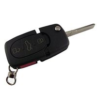 KEMANI Uncut Blank 4 Buttons Switch Folding Flip Remote Entry Keyless Key Case For 1998-2001 VW Volkswagen Passat Beetle Golf Jetta Fob Shell Replacement 3Button+Panic No chips