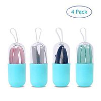 Collapsible Straws - Extra Long 10" Portable Straws 4 Pack for 30&20 oz Tumbler, with 4 Cleaning Brushes and 4 Carrying Case,Flexible, portable