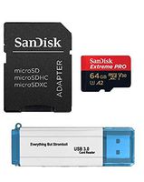 64GB Micro SDXC SanDisk Extreme Pro 4K Memory Card Bundle works with DJI Mavic 2, Pro, Zoom, Spark, Phantom 4, 4K UHD Video Drone V30 (SDSQXCY-064G-GN6MA) with Everything But Stromboli 3.0 Card Reader