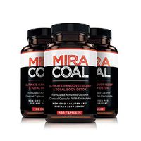 Miracoal Hangover Prevention with Organic Activated Coconut Charcoal | Detox and Relief (300 Capsules) for Alcohol Recovery | A Gluten Free Dietary Supplement with Electrolytes (Pack of Three)