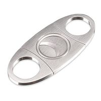 CiTree Cigar Cutter, Stainless Steel Guillotine Double Cut Blade in Black Gift Pouch (Silver)