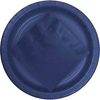 [24 pcs] Navy Blue Paper Plates with [50 pcs] Navy Party Napkins