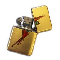 Gold Flip Top Refillable Windproof Lighter - Green Winged Macaw Lighter Gold