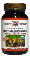 Cordyceps Mushroom Organic Extract 40% Polysaccharide Potency Mushroom Defenders 60 Veg Cap