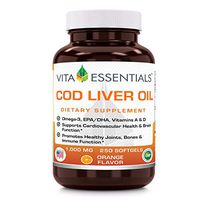 Vita Essentials Cod Liver Oil Softgels, Orange, 1000 Mg, 250 Count