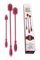 Long Silicone Bottle Brush - Professional Scratch Free Material, Silicone Handle with Firm Grip, FDA Approved Bottle Cleaner, Narrow Bottle Neck Cleaning byChefCD (Red)
