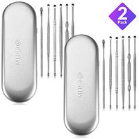 Ear Wax Removal Kits - Pack of 2-6 Piece Ear Cleansing Tool Set, Stainless Steel Ear Curette Earwax Removal Kit for Thorough Ear Cleaner with Spiral Spring Cleaner Pick Unclogger with Storage Case