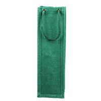 Eco-Friendly Reusable Single Bottle Burlap Jute Wine Gift Bag with Rope Handle - Green (Pack of 12)