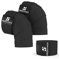 ProFitness Weightlifting Knee Wraps (Pair) – Adjustable Compression Sleeves for Cross Training, Squats, Powerlifting, Weightlifting – Improved Gym Workout Strength & Stability – Unisex (Jet Black)