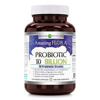 Amazing Flora Probiotic 10 Best Probiotics Strains Including Acidophilus, plantarum, rhamnosus etc * Supports Digestive & Immune Health * Veggie Capsules (120 Count, 10 Billion)