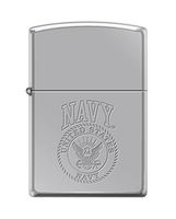 Zippo US Navy Lustre Etch Seal High Polish Chrome Pocket Lighter