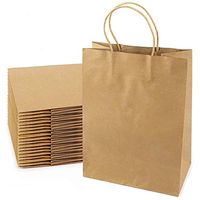 Premium Brown Kraft Paper Bags with Handles 8"x4.75"x10.5" [30pcs] 100% Recyclable. Ideal for Party, DIY Craft, Packaging, Retail, Shopping, Business, Goody, Wedding, Welcome Gift Bags