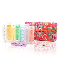 Pill Case Large 7-Day / 28 Compartments in Neoprene Carrier with Storage Pill Box in Daily in Morn, NOON, EVE, Bed a Weekly Vitamin, Medicine, Capsule Organization