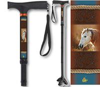 Folding Walking Cane Gel Soft Handle Footed Quad Cane Tip Adjustable Horse Design BFunkyMobility