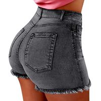 Women High Waist Slim Fit Denim Shorts Simayixx Ladies Sexy Butt Lift Stretch Frayed Raw Hem Jeans Yoga Short Pants