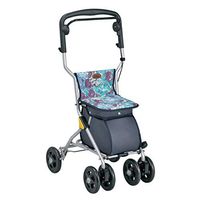 Rolling Walkers Shopping cart Shopping Trolley Folding Wheelchair Portable Scooter Home Shopping cart with seat Gift Can Bear 150 kg (Color : Gray, Size : 4334.585-91.5cm)