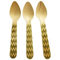 Perfect Stix Chevron Spoon 110 36-Gold Printed Wooden Spoons with Gold Chevron Pattern, 4.5" (Pack of 36)
