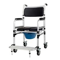 XWZJY 3 in 1 Bedside Commode Seat Deluxe Wheelchair Over Toilet Shower Bench for Seniors, Disabled with Padded Arms/Backrest Footrests Non-Slip