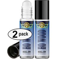 Ho Wood Roll On Essential Oil Rollerball (2 Pack - Pure HO Wood Oil) Pre-diluted with Glass Roller Ball for Aromatherapy, Kids, Children, Adults Topical Skin Application - 10ml Bottle