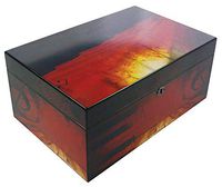 Humidor Supreme Music Piano Cigar Humidor, Musical Notes, Spanish Cedar Tray, 3 Dividers, Holds up to 100 Cigars, by Quality Importers