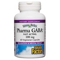 Stress-Relax Pharma GABA 100 mg by Natural Factors, Non-Drowsy Stress Support for Relaxation and Mental Focus, 60 Vegetarian Capsules (30 Servings)