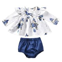 Baby Outfits,Meet&sunshine Newborn Baby Girl Floral T-Shirt Dress Tops Shorts Pants Clothes Outfit 2pcs Set (70)