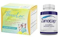 THREELAC Probiotic, 1 Pack of 60 Pkts by Global Health Trax with Zanocap Scientific Weight Loss 1 Bottle