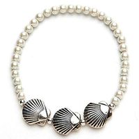 White Seashell Magnetic Stretch Bracelet (7.5")