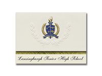 Signature Announcements Lansingburgh Senior High School (Troy, NY) Graduation Announcements, Presidential style, Basic package of 25 with Gold & Blue Metallic Foil seal