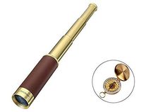 Pirate Telescope Zoomable 25x30 Spyglass Portable Collapsible Handheld Telescope Retro Monocular for Kids & Survival Gear Compass Pocket Military Compass for Camping Boating
