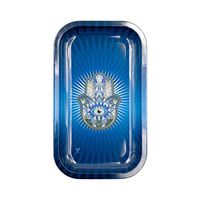 Metal Rolling Tray, T=HC2 Einstein Design by V Syndicate (Medium, Hamsa Blue)