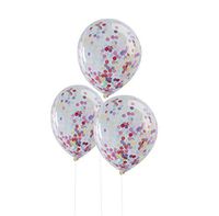 Ginger Ray PM-922 Pick and Mix Confetti Filled Clear Balloons Party Decorations (5 Pack), Multicolor