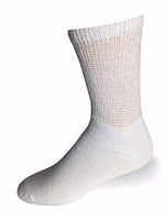 Sole Good Non-Binding Diabetic Crew Socks, White, Size 9-11, Pack of 3 Pair