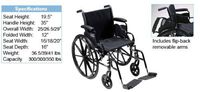 K318DDA-SF - Cruiser III Light Weight Wheelchair with Flip Back Removable Arms, Desk Arms, Swing away Footrests, 18 Seat