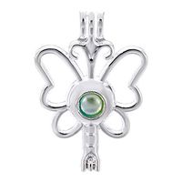 10pcs Butterfly Pearl Cage Bright Silver Beads Cage Locket Pendant Jewelry Making-for Oyster Pearls, Essential Oil Diffuser, Fun Gifts (Butterfly)