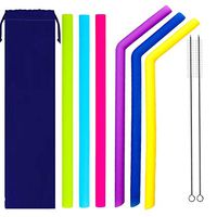 Resuable Silicone Straws, 9.8 inch Colorful Straws with Cleaning Brushes