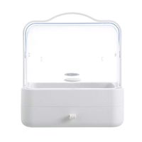 LiboboDust-Proof Desktop Drawer Dresser Rack Portable Cosmetic Storage Box (White B)